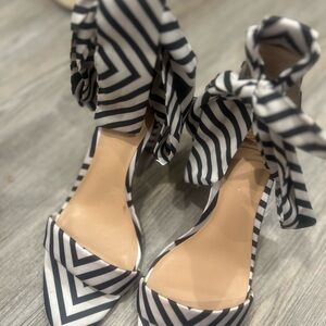 INC International Concepts Black and White Striped Heels